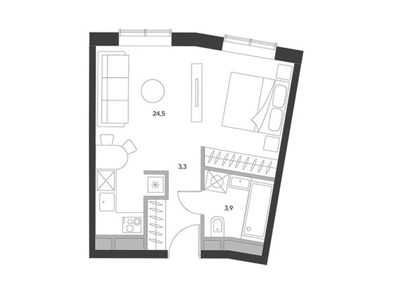 31,7 м², 1-комн. квартира, 21/21 этаж