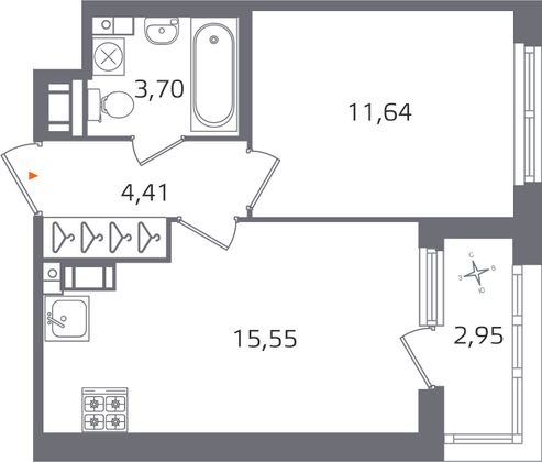 Продажа 1-комнатной квартиры 36,8 м², 5/17 этаж