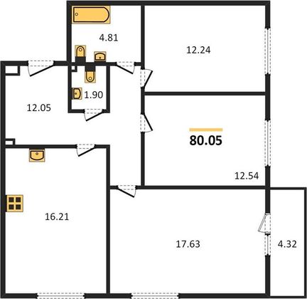 Продажа 3-комнатной квартиры 80,1 м², 23/25 этаж