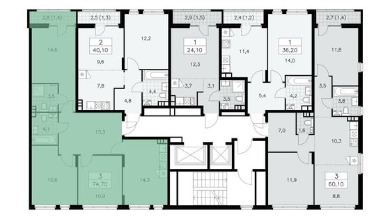 Продажа 3-комнатной квартиры 74,5 м², 5/16 этаж