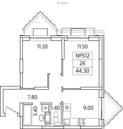 Продажа 2-комнатной квартиры 44,3 м², 23/25 этаж