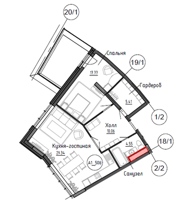 Продажа 2-комнатной квартиры 67 м², 5/10 этаж