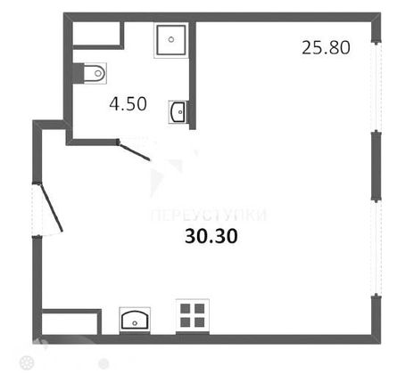 Продажа 1-комнатной квартиры 30 м², 4/23 этаж