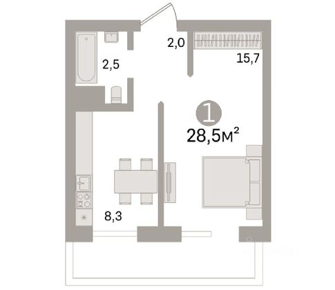 Продажа 1-комнатной квартиры 28,5 м², 9/17 этаж