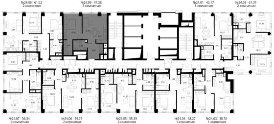 Продажа 2-комнатной квартиры 47,4 м², 24/48 этаж