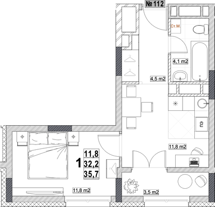 Продажа 1-комнатной квартиры 35,7 м², 13/24 этаж