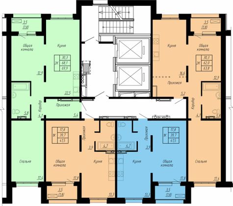 Продажа 2-комнатной квартиры 63,8 м², 3/17 этаж