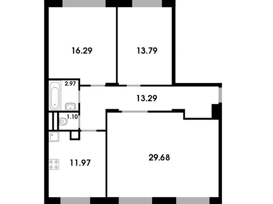 88,9 м², 3-комн. квартира, 4/4 этаж