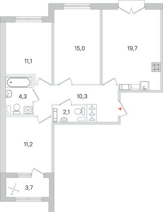 Продажа 3-комнатной квартиры 75,6 м², 3/4 этаж