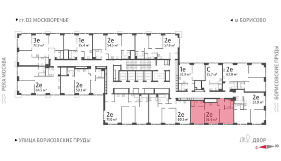 Продажа 2-комнатной квартиры 53,6 м², 26/52 этаж