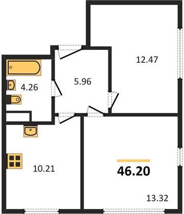 Продажа 2-комнатной квартиры 46,2 м², 9/14 этаж