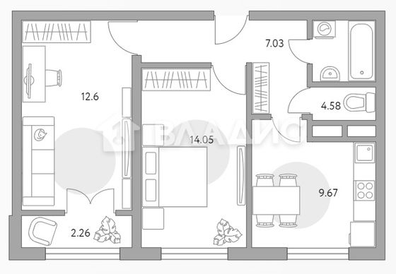 Продажа 2-комнатной квартиры 50,2 м², 2/8 этаж