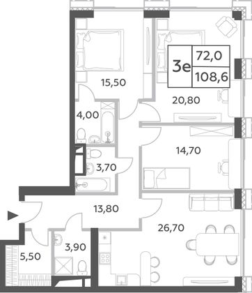 108,6 м², 4-комн. квартира, 35/52 этаж