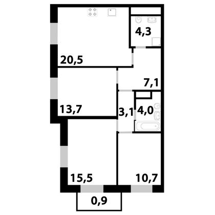 Продажа 3-комнатной квартиры 79,6 м², 23/25 этаж