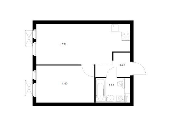Продажа 1-комнатной квартиры 38,8 м², 20/33 этаж