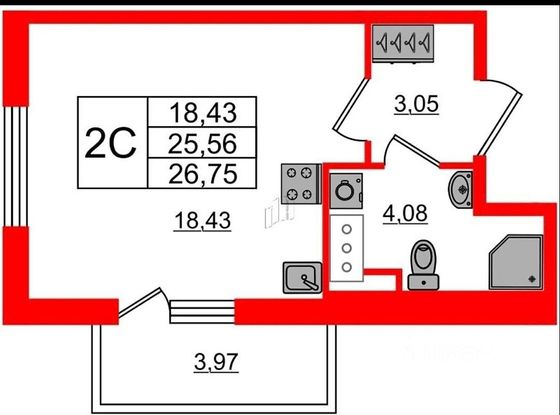 Продажа квартиры-студии 26 м², 16/25 этаж