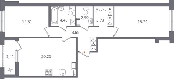 Продажа 2-комнатной квартиры 69,6 м², 6/15 этаж