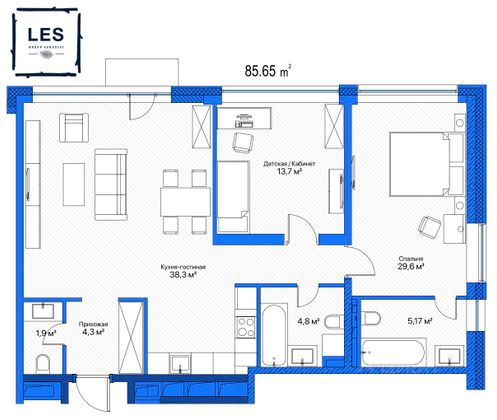 Продажа 3-комнатной квартиры 85 м², 10/14 этаж