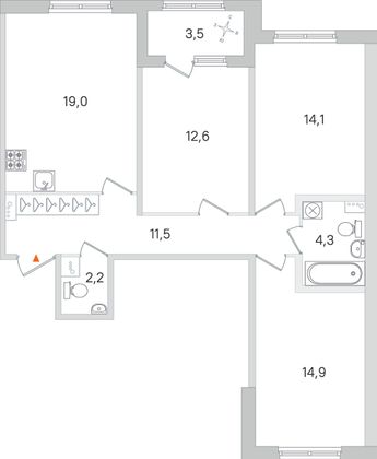 Продажа 3-комнатной квартиры 80,3 м², 1/4 этаж
