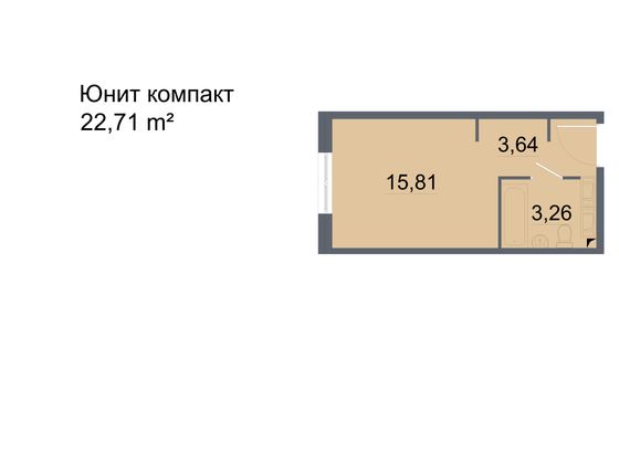 22,7 м², студия, 24/24 этаж