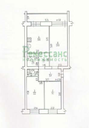 Продажа 3-комнатной квартиры 59 м², 4/4 этаж