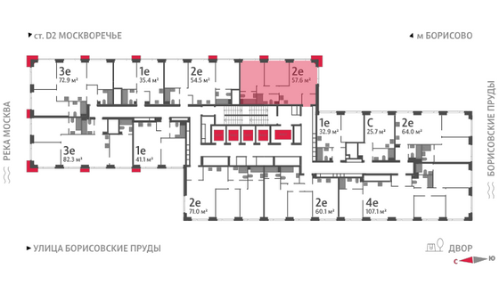 Продажа 2-комнатной квартиры 57,6 м², 34/52 этаж