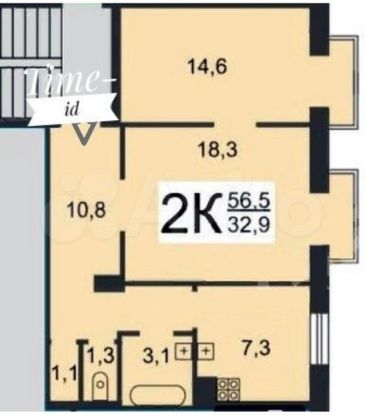 Продажа 2-комнатной квартиры 57,2 м², 4/5 этаж