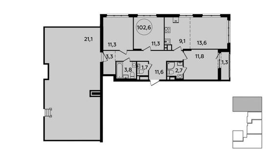 Продажа 4-комнатной квартиры 102,6 м², 10/15 этаж