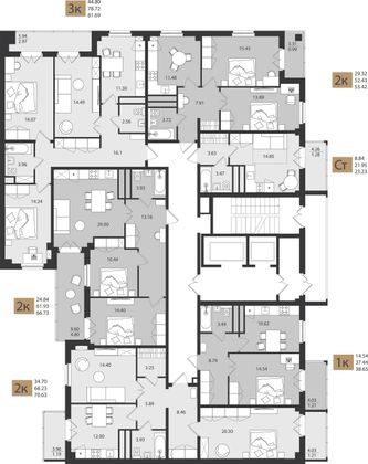 Продажа 2-комнатной квартиры 66,7 м², 3/16 этаж