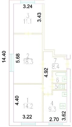 Продажа 3-комнатной квартиры 64 м², 1/12 этаж