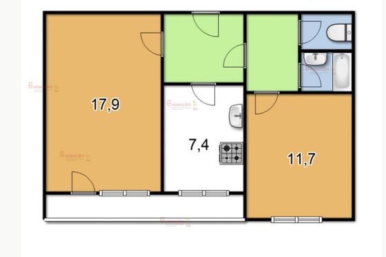 Продажа 2-комнатной квартиры 48 м², 6/16 этаж