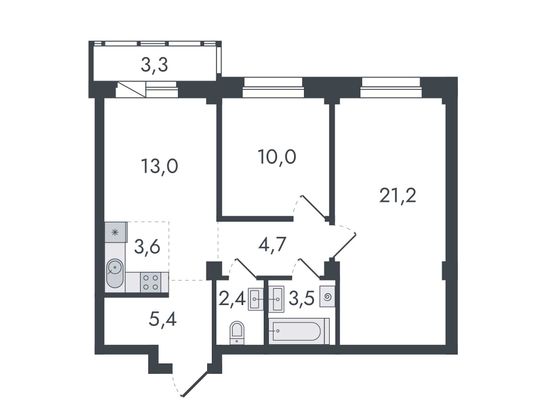 Продажа 3-комнатной квартиры 67,1 м², 5/16 этаж