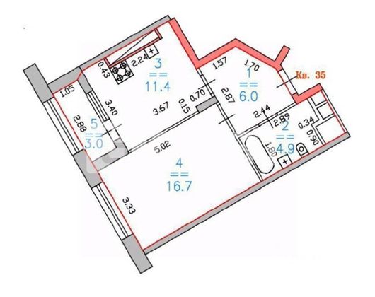 Продажа 1-комнатной квартиры 42 м², 12/21 этаж