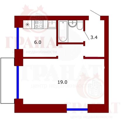 Продажа 1-комнатной квартиры 30,9 м², 4/4 этаж