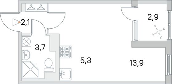 Продажа квартиры-студии 26,5 м², 4/5 этаж