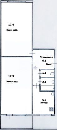 Продажа 2-комнатной квартиры 50,1 м², 2/5 этаж