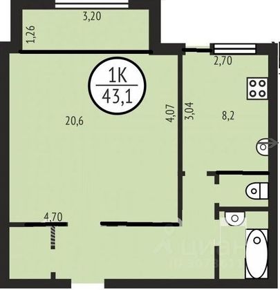 Аренда 1-комнатной квартиры 45 м², 4/10 этаж