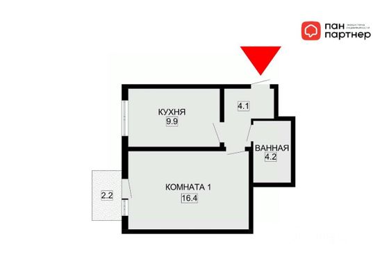 Продажа 1-комнатной квартиры 35,1 м², 3/3 этаж