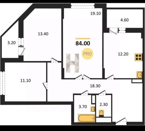 Продажа 3-комнатной квартиры 84 м², 12/25 этаж