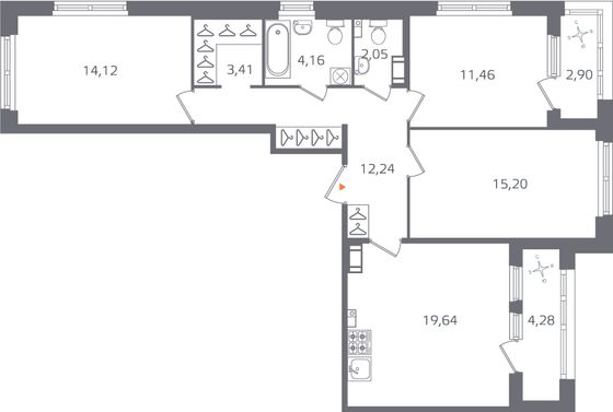 Продажа 3-комнатной квартиры 85,9 м², 11/16 этаж