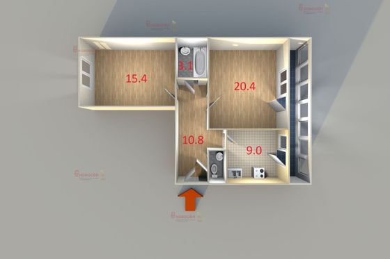 Продажа 2-комнатной квартиры 61 м², 5/5 этаж
