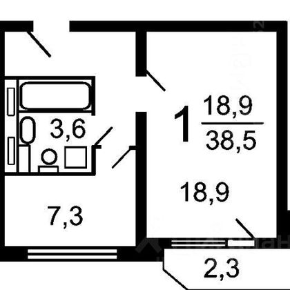 Продажа 1-комнатной квартиры 38 м², 13/16 этаж