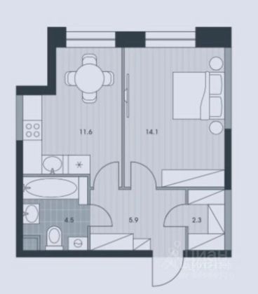 Продажа 1-комнатной квартиры 38,3 м², 20/34 этаж