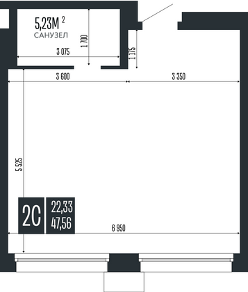 Продажа 2-комнатной квартиры 47,6 м², 2/15 этаж