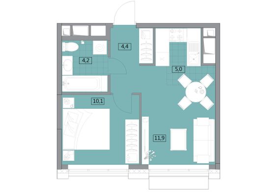 Продажа 2-комнатной квартиры 35,6 м², 11/30 этаж
