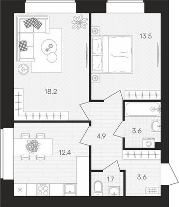 Продажа 2-комнатной квартиры 57,9 м², 1/10 этаж