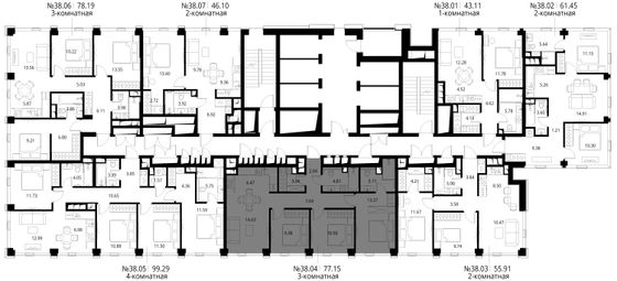 Продажа 3-комнатной квартиры 77,2 м², 38/48 этаж