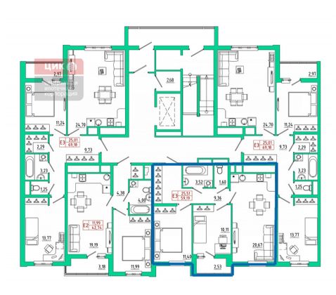 Продажа 2-комнатной квартиры 59,2 м², 9/9 этаж