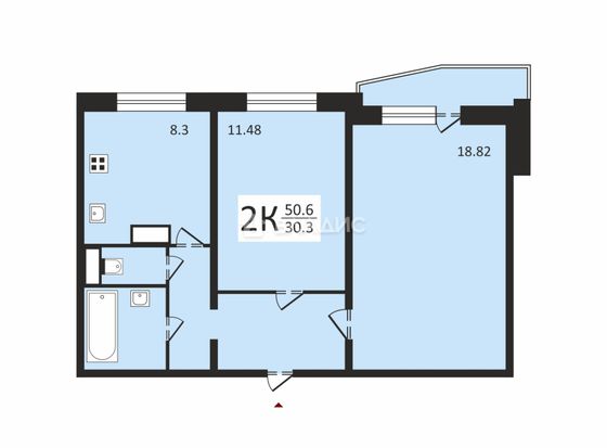 Продажа 2-комнатной квартиры 50,6 м², 14/16 этаж