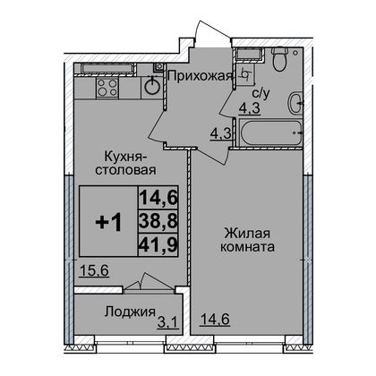 Продажа 1-комнатной квартиры 41 м², 16/24 этаж
